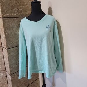 Mint Green Long Sleeve V-Neck Shirt